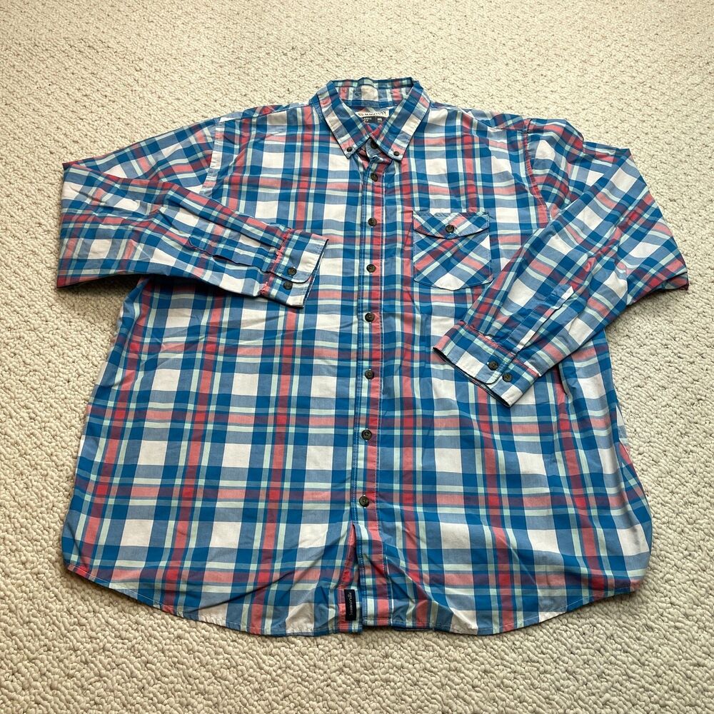 Magellan Outdoors Shirt Mens 2XL Plaid Classic Fit Button Up Fish Gear Pocket